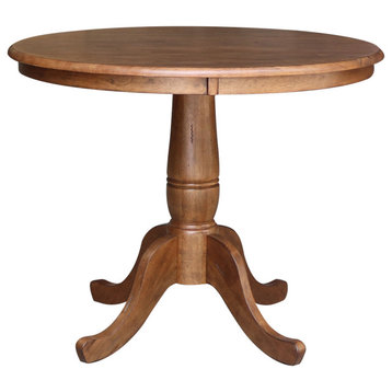 Round Top Pedestal Table, Distressed Oak, 36"ch Round