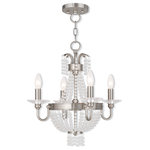 Livex Lighting - Convertible Mini Chandelier With Clear Crystals, Brushed Nickel - A beautiful cascade of clear crystal beads creates a striking effect of refracted light. This four light mini chandelier is finished in a brushed nickel finish mixing traditional refinement with modern style. Place this crystal mini chandelier in both contemporary and time-honored spaces for the perfect look