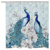 Blue Peacocks, Shower Curtain
