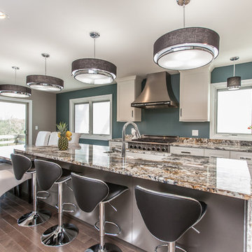 Fairfield - White Kitchen - Grey Island