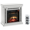 Home Square 2-Piece Set with Fireplace in Mirrored & Accent Candleholder