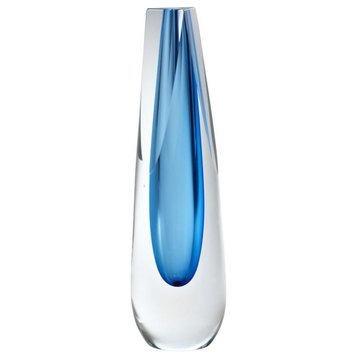 Triangle Cut Glass Cobalt Vase