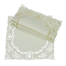 Xia Home Fashions - Dainty Lace 12" Square Doily, Ivory, Set of 4 - Placemats