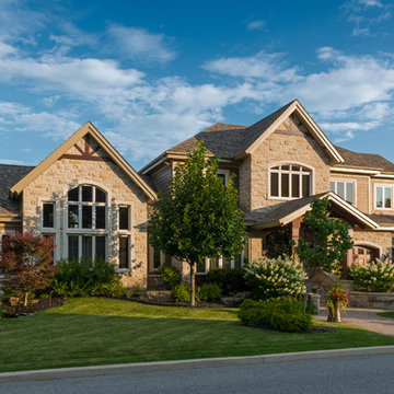 Laurier Ivory White, Maple Sugar, & Canyon Buff Building Stone Home - Michigan
