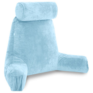Medium Husband Pillow Sky Blue Reading Pillow Removable Neck Roll and Cover