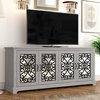 Calidia 68.2" Stone Wide TV Stand Fits TV's up to 75", Dusty Gray Oak With Gray Stone