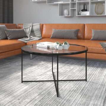 Greenwich Collection Coffee Table - Modern Clear Glass Accent Table with...