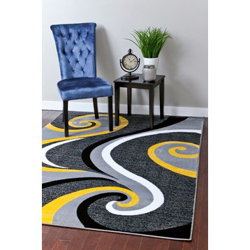 Persian Rugs Modern Trendz Collection 0327, Yellow, 5'2"x7'2"