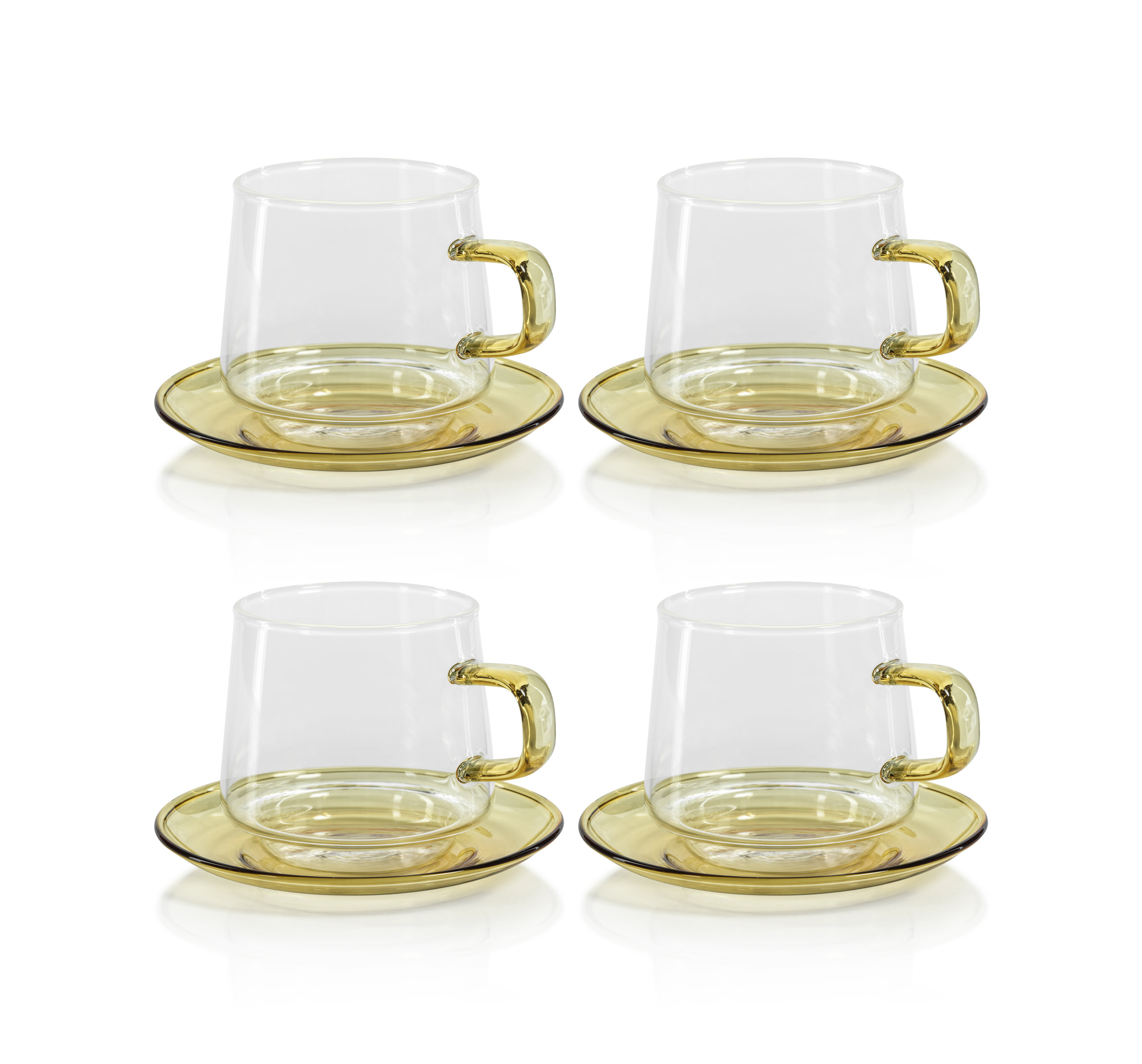 Cuphuzz Bergamo Glass Tea and Coffee Cups and Saucers, Set of 4 - Contemporary ...