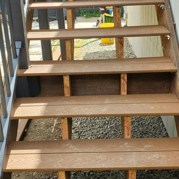 Trex stairs and aluminum railing construction, Alameda, CA. 2020. Exterior