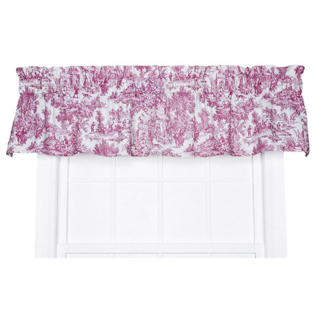 Ellis Curtain Victoria Park Toile 70"x15" Tailored Valance, Red