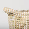 Maddie Light Brown & Black Seagrass Round Baskets (Set of 3)