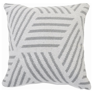 Ox Bay Handwoven White/Gray Geometric Organic Cotton Pillow Cover, 20"x20"