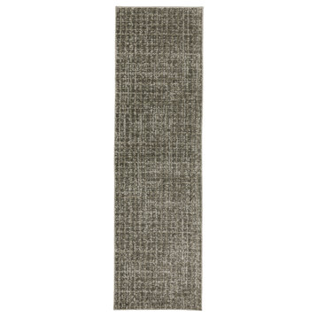 Alistair Geometric Plaid Grey/ Beige Indoor Area Rug, Grey, 2'3"x7'6"