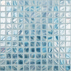 Vidrepur Titanium Mosaic Brushed Silver Blue/White Iridescent 093751M - Bath Products