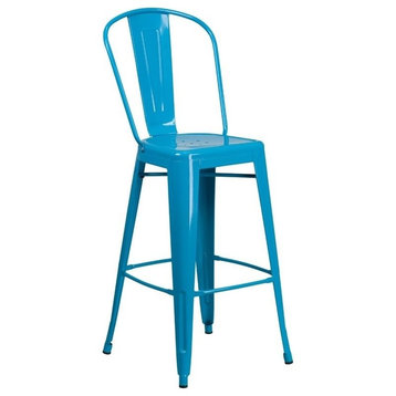 Bowery Hill 30" Contemporary Metal Bar Stool in Crystal Blue