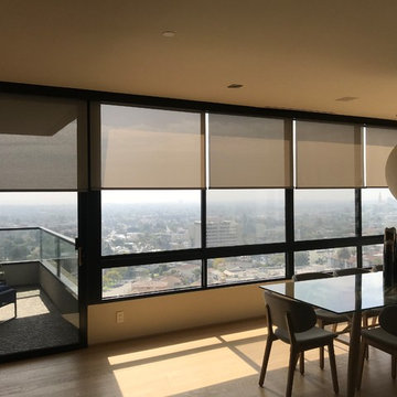 Motorized sunscreen shades in Wilshire condo