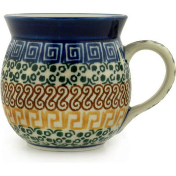 Polish Pottery 8 oz. Stoneware Bubble Mug Hand-Decorated Design
