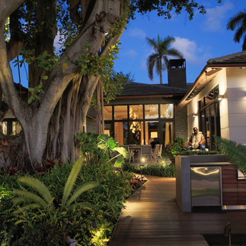 Outdoor Dining Area with Home Audio, Landscape Lighting, & Lighting Control
