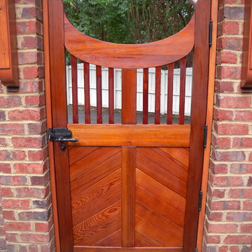 Arch Wooded Brick Framed Gate - Bronze Gate Hardware