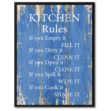 Kitchen Rules Inspirational, Canvas, Picture Frame, 28"X37"
