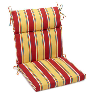 18"X38" Spun Polyester Patterned Outdoor Squared Chair Cushion, Haliwell Multi