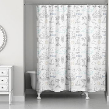 Sentiments of the Sea 71x74 Shower Curtain