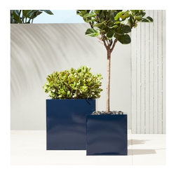 blox hi-gloss square navy planters | CB2 - Indoor Pots And Planters
