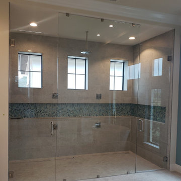 Double Door Frameless Shower with Oversize Panel