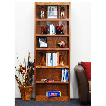 Concepts in Wood Single Wide Bookcase, 6 Shelves, Dry Oak Finish