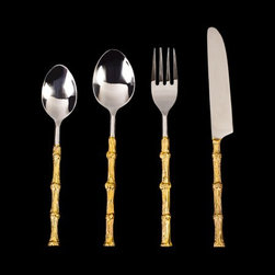 Rivercane Gold Cutlery-Set 24 Pcs - Flatware And Silverware Sets