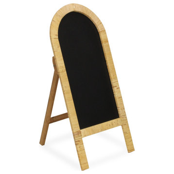 Curved Rattan Standing Chalkboard - Small