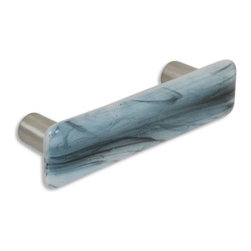 CKP - Art Glass Pull, Black Swirl, Dull Brushed Nickel Base - Cabinet And Drawer Handle Pulls
