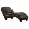 Modern Brown Bonded Leather Match Upholstered Chaise Accent Seating
