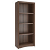 Quadra 59" Tall Bookcase, Walnut Faux Woodgrain Finish