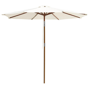 Yescom 9 Ft 8 Ribs Wooden Patio Umbrella Outdoor Garden Easy Tilt Cream White