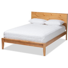 Baxton Studio Marana Wood Queen Panel Platform Bed in Oak and Pine