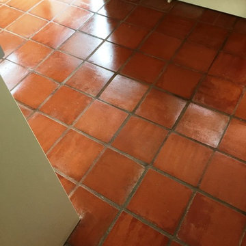 Unsealed Terracotta Kitchen Tiles Treated for Grout Haze in Malvern