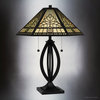 Luxury Cottagecore Tiffany Table Lamp, Matte Black, UQL7030