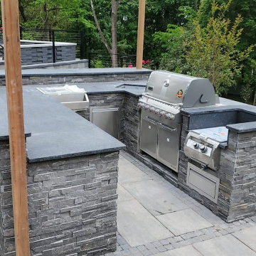 Steel Gray Leather Granite Outdoor Kitchen in Chatham, NJ