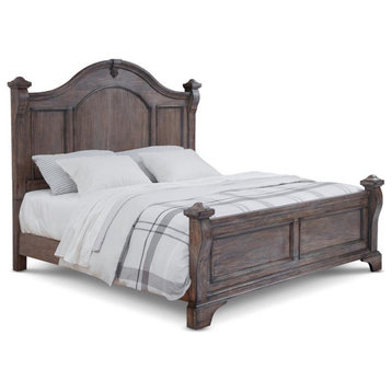 American Woodcrafters Heirloom Rustic Charcoal Wood Queen Poster Bed