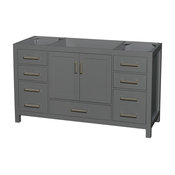 60" Single Bathroom Vanity, Dark Gray, No Countertop, No Sink, and No Mirror