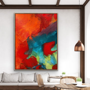 60x48 Original Large Red Orange Abstract FrameArt Modern Painting MADE TO ORDER
