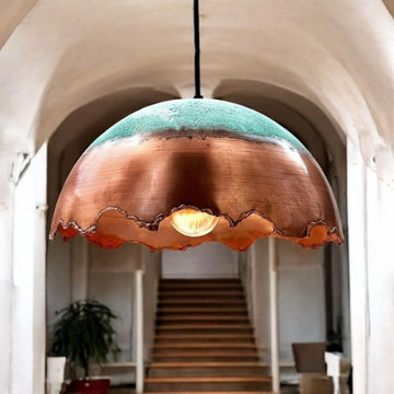 Green Patina Copper Dome Pendant Light