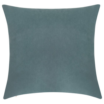 Delara Set of 1 Velvet 20x20", Cushion Cover, Stone Blue, Pillow Cover Only