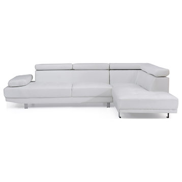 Riveredge 109" W 2 Piece Faux Leather L Shape Sectional Sofa, White