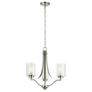 Traditional Three Light Chandelier-Brushed Nickel Finish-Incandescent Lamping