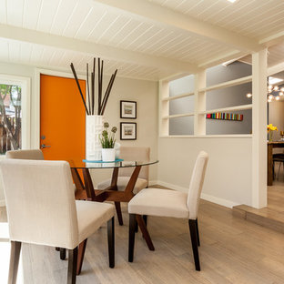 75 Most Por Midcentury Modern Bamboo Floor Dining Room Design Great Room Small Midcentury Modern Bamboo Floor Idea In Sacramento With Gray Walls