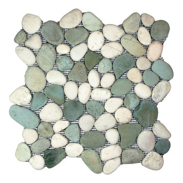 Sea Green and White Pebble Tile