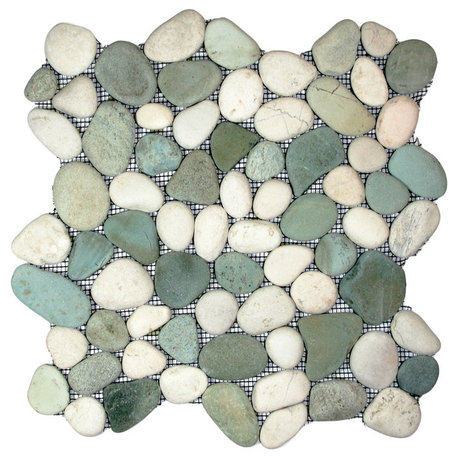 Sea Green and White Pebble Tile